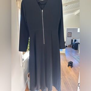 Tibi Black Long Sleeve Dress with Front Zipper